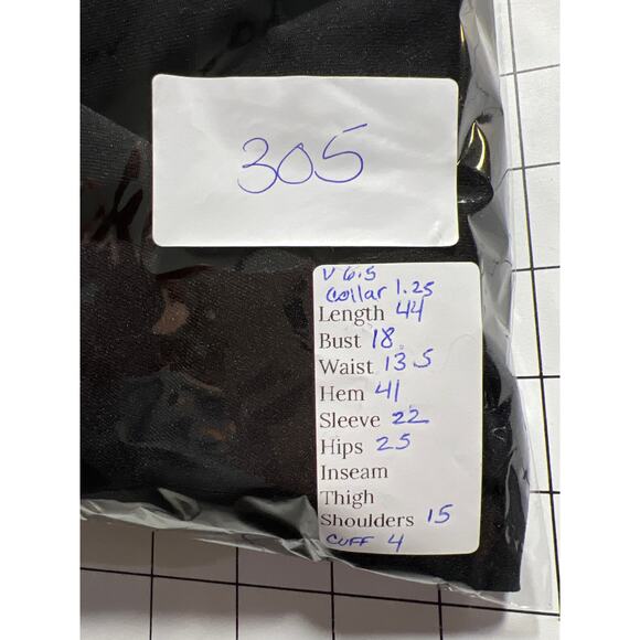 Vintage Landou Black Dress Size 10 Gold Trim Long Sleeve Midi - Picture 9 of 9